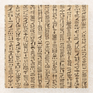 Ägyptische Hieroglyphen: Grunge Nahtlose Magie Glasuntersetzer