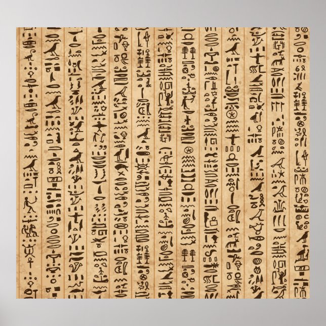 Ägyptische Hieroglyphen: Grunge Nahtlose Magie Poster (Vorne)