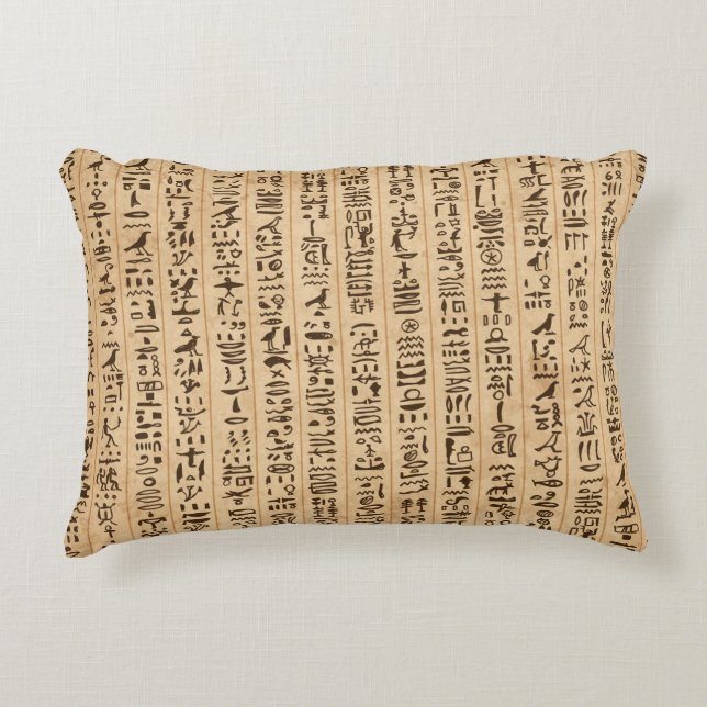 Ägyptische Hieroglyphen, grunge nahtloses Muster Dekokissen (Vorderseite)