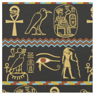 Ägyptische Hieroglyphen im Auge des Horuskielmust Stoff