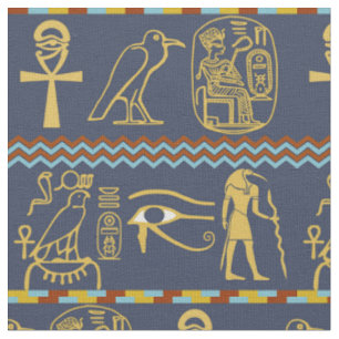 Ägyptische Hieroglyphen im Auge des Horuskielmuste Stoff