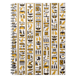 Ägyptische Hieroglyphen in gelb-schwarzer Farbe n Notizblock
