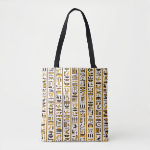 Ägyptische Hieroglyphen in gelb-schwarzer Farbe n Tasche
