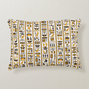 Ägyptische Hieroglyphen in gelb-schwarzer Farbe na Dekokissen