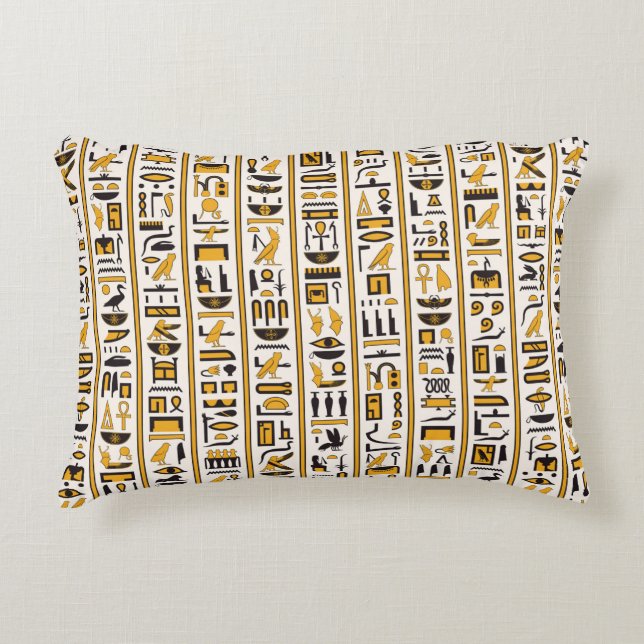 Ägyptische Hieroglyphen in gelb-schwarzer Farbe na Dekokissen (Vorderseite)