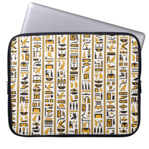 Ägyptische Hieroglyphen in gelb-schwarzer Farbe na Laptopschutzhülle