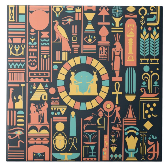 Ägyptische Hieroglyphen-Keramik Fliese (Vorderseite)