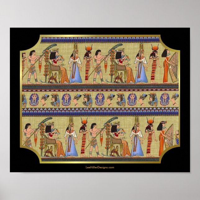 Ägyptische Hieroglyphen Kunst drucken Poster (Vorne)