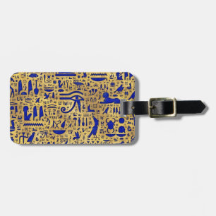 Ägyptische Hieroglyphen-Lapis-Lazuli und Gold Gepäckanhänger