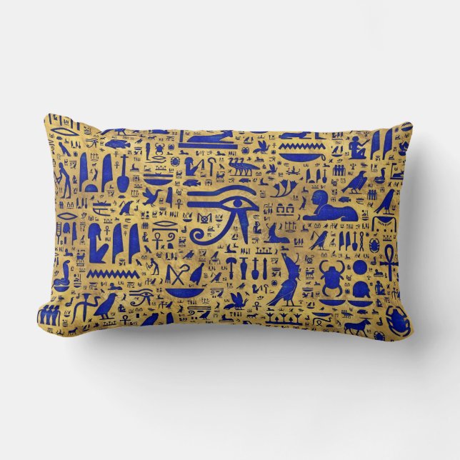 Ägyptische Hieroglyphen-Lapis-Lazuli und Gold Lendenkissen (Vorderseite)