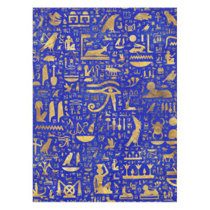 Ägyptische Hieroglyphen - Lapis Lazuli und Gold Tischdecke