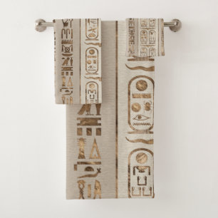 Ägyptische Hieroglyphen Pastell Gold Badhandtuch Set