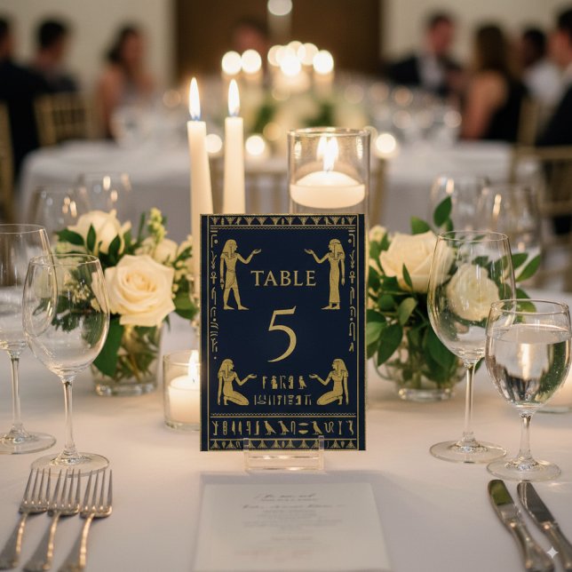 Ägyptische Hieroglyphen & Pharaoh - bearbeitbar Tischnummer (Egyptian Hieroglyphs & Pharaoh – Editable Table Number photo
)