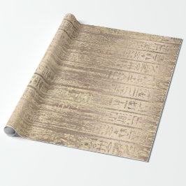 Ägyptische Hieroglyphen-Rose GoldGold-Holz Geschenkpapier