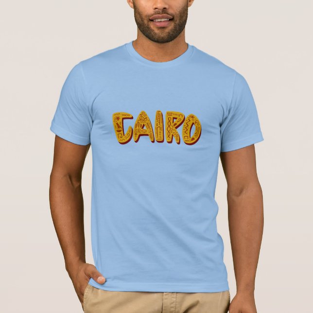Ägyptische Hieroglyphen-Symbole in Kairo-Buchstabe T-Shirt (Vorderseite)