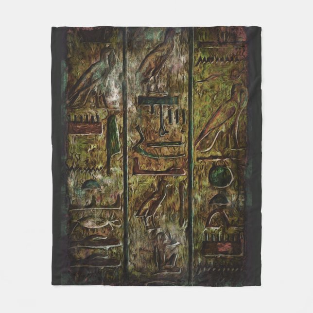 Ägyptische Hieroglyphen Symbole Kunst Fleecedecke (Vorderseite)