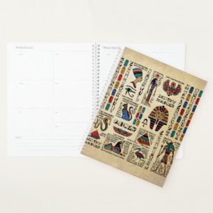 Ägyptische Hieroglyphen und Gottheiten auf Papyru Planer