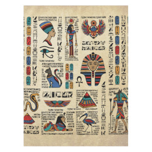 Ägyptische Hieroglyphen und Gottheiten auf Papyru Tischdecke