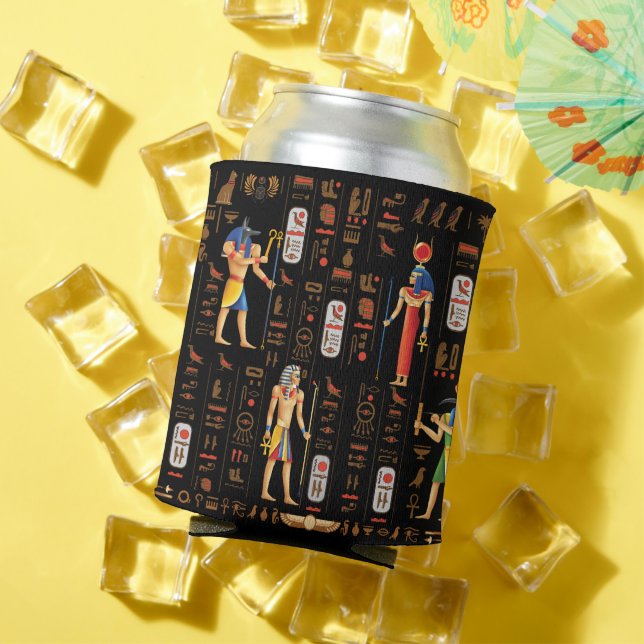 Ägyptische Hieroglyphen und Gottheiten aus Gold au Dosenkühler (In Situ Sommer)