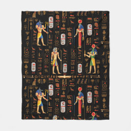 Ägyptische Hieroglyphen und Gottheiten aus Gold au Fleecedecke