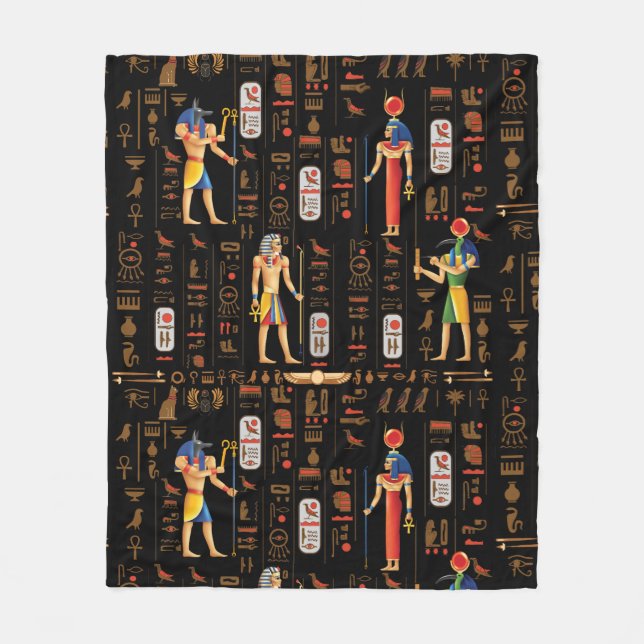 Ägyptische Hieroglyphen und Gottheiten aus Gold au Fleecedecke (Vorderseite)