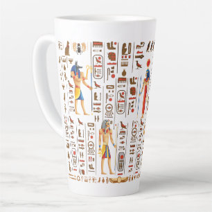 Ägyptische Hieroglyphen und Gottheiten aus Gold au Milchtasse