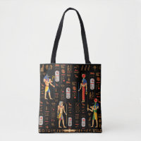 Ägyptische Hieroglyphen und Gottheiten aus Gold au