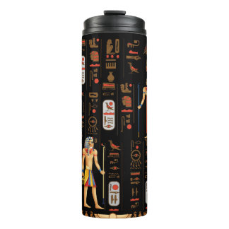 Ägyptische Hieroglyphen und Gottheiten aus Gold au Thermosbecher
