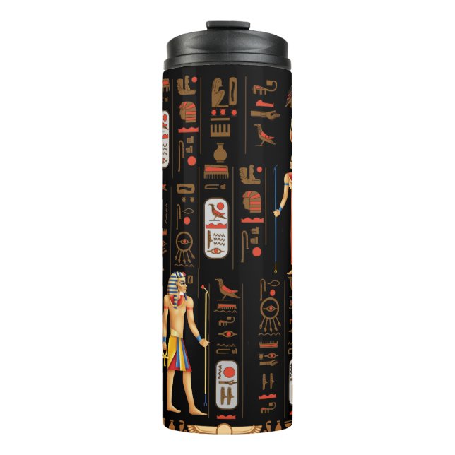 Ägyptische Hieroglyphen und Gottheiten aus Gold au Thermosbecher (Vorderseite)