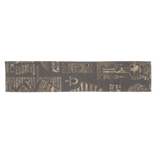 Ägyptische Hieroglyphen und Gottheiten - Gold auf Kurzer Tischläufer