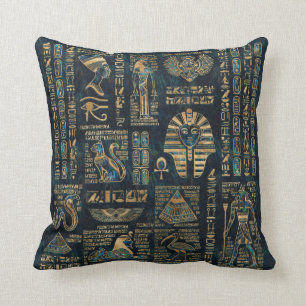 Ägyptische Hieroglyphen und Gottheiten - Kissen
