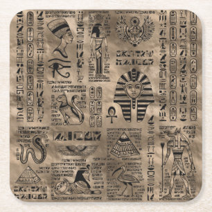 Ägyptische Hieroglyphen und Gottheiten - Luxusgol Rechteckiger Pappuntersetzer