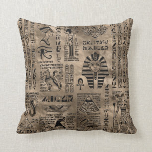 Ägyptische Hieroglyphen und Gottheiten - Luxusgold Kissen