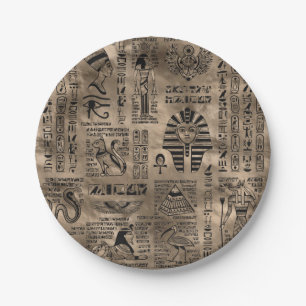 Ägyptische Hieroglyphen und Gottheiten - Luxusgold Pappteller