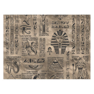 Ägyptische Hieroglyphen und Gottheiten - Luxusgold Tischdecke