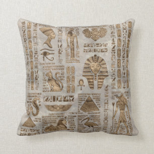 Ägyptische Hieroglyphen und Gottheiten - Vintages Kissen
