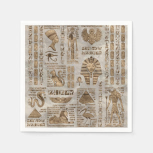 Ägyptische Hieroglyphen und Gottheiten - Vintages Serviette