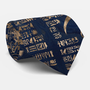 Ägyptische Hieroglyphen und Gottheitgold auf Krawatte