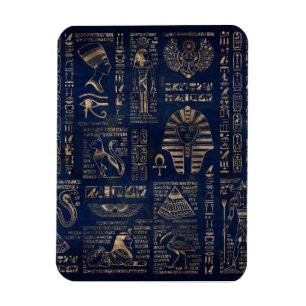 Ägyptische Hieroglyphen und Gottheitgold auf Magnet