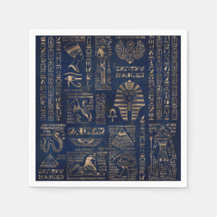 Ägyptische Hieroglyphen und Gottheitgold auf Serviette