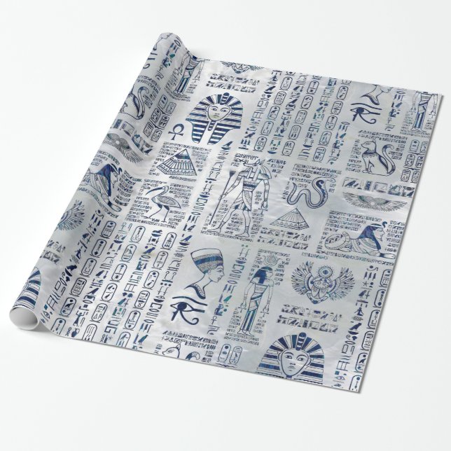Ägyptische Hieroglyphen und Gottheitsohrschnecke Geschenkpapier (Ungerollt)