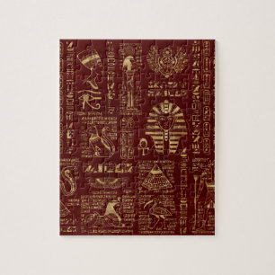 Ägyptische Hieroglyphen und Symbolrotleder
