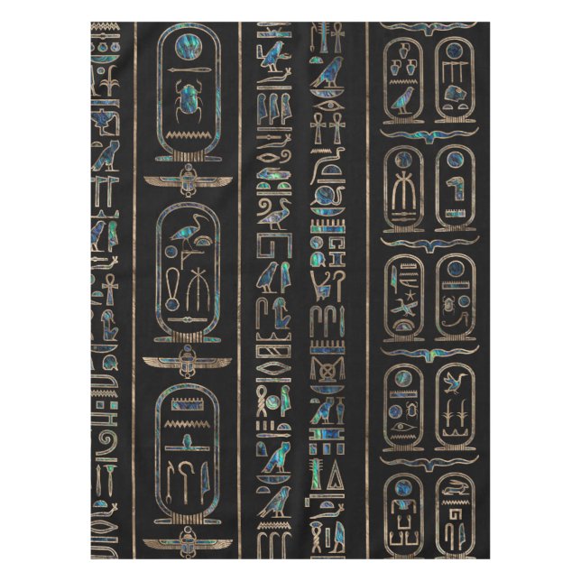 Ägyptische Hieroglyphenmuster Goldohrschnecke Tischdecke (Vorderseite)