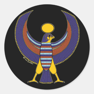 Ägyptische hieroglyphische Horus Falke-Aufkleber Runder Aufkleber