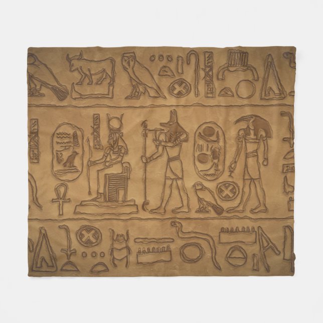 Ägyptische Hieroglyphische Kunst Fleecedecke (Vorderseite (Horizontal))