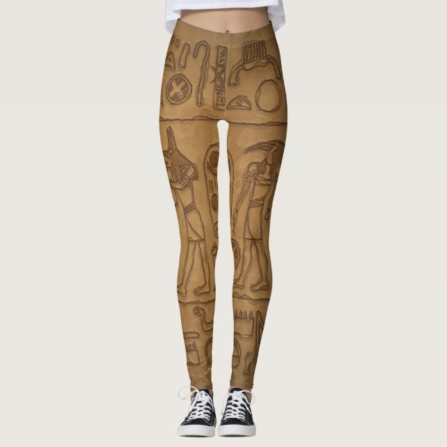 Ägyptische Hieroglyphische Kunst Leggings (Vorderseite)