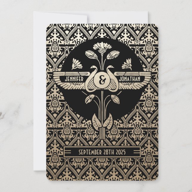 Ägyptische Hochzeitseinladungen Gold & Black Einladung (Vorderseite)