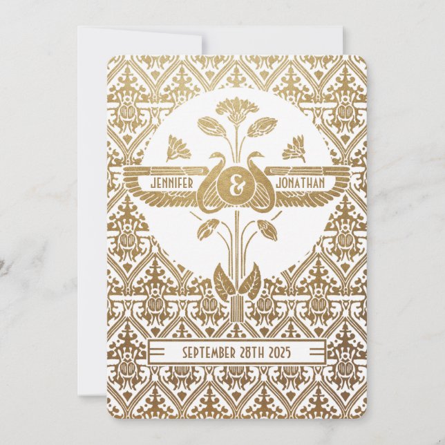 Ägyptische Hochzeitseinladungen Gold & Weiß Einladung (Vorderseite)