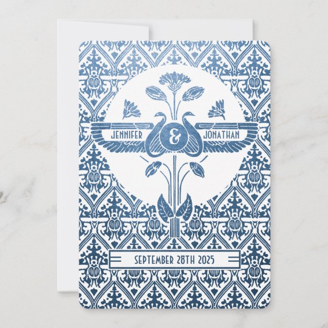Ägyptische Hochzeitseinladungen im Jugendstil - Bl Einladung (Vorderseite)