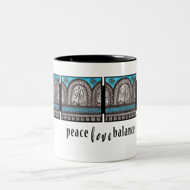 Ägyptische Inspirierte türkisfarbene und silberne  Zweifarbige Tasse (Mittel)